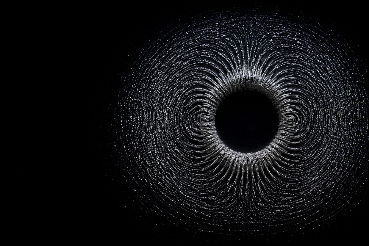 Magnetic field lines traced in iron filings