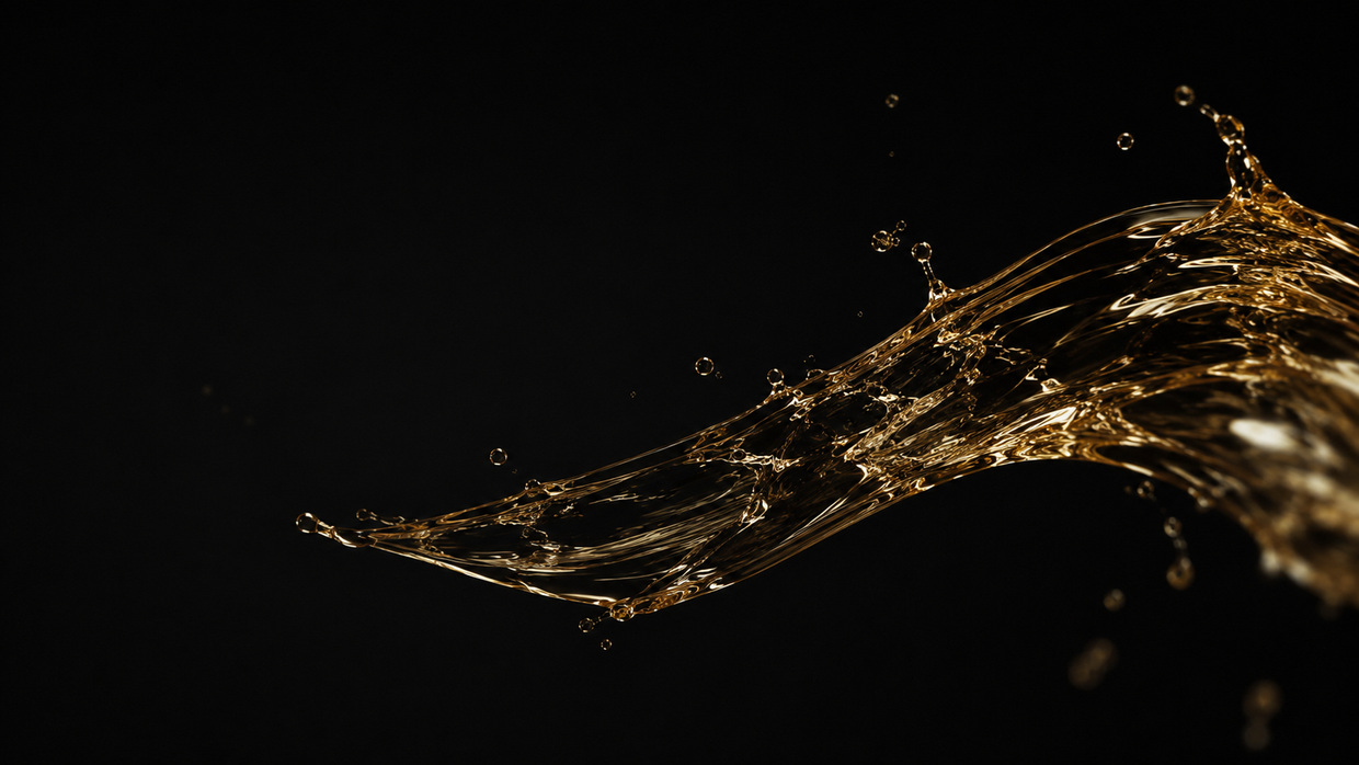 Synthetic fuel in motion against black