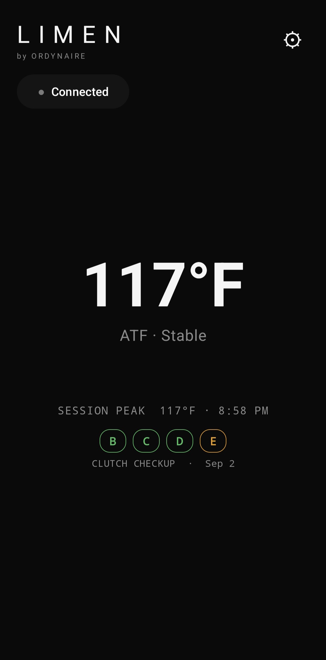 LIMEN showing live transmission fluid temperature